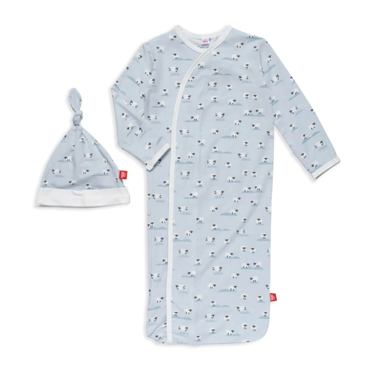 blue baa baa baby modal magnetic cozy sleeper gown   hat set