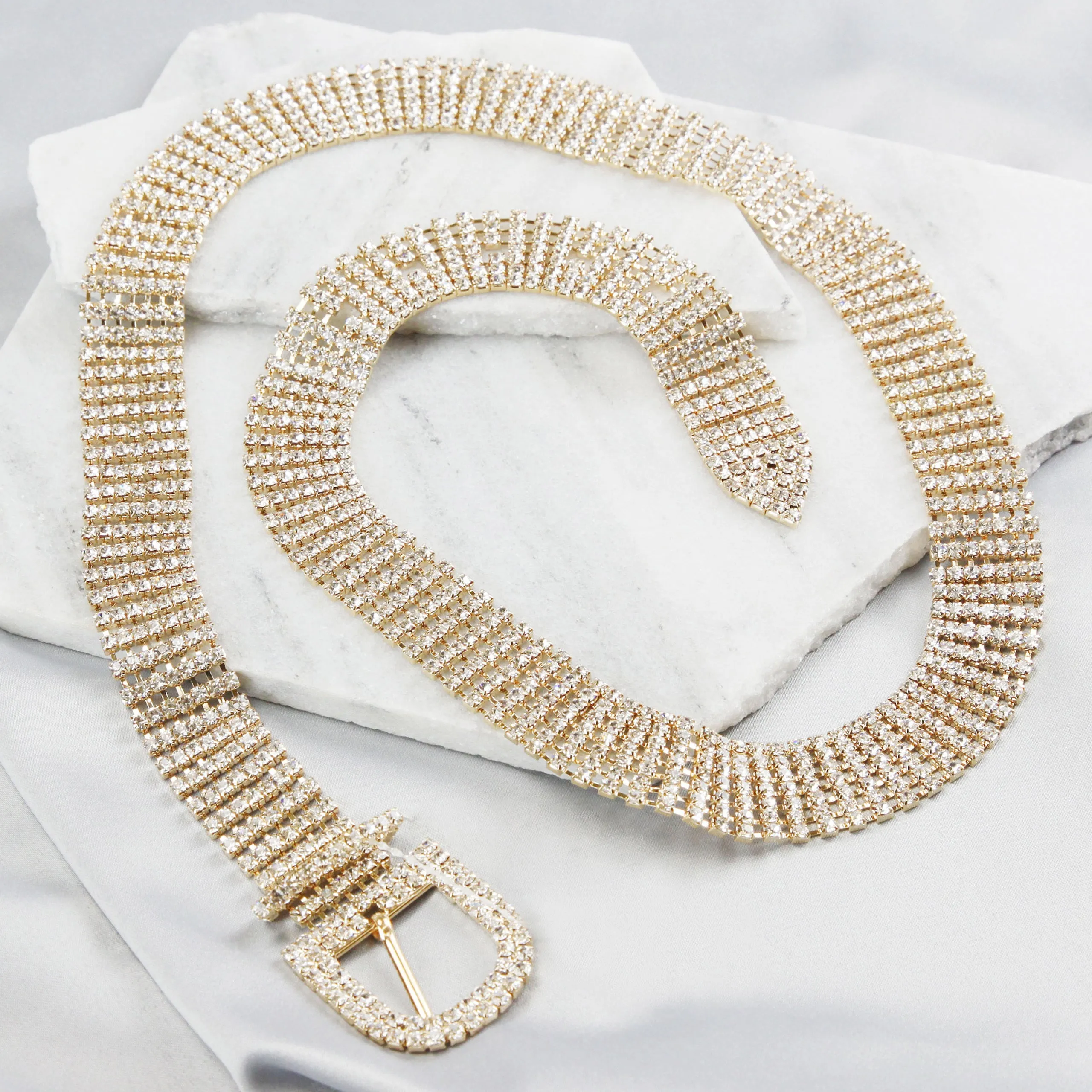 Chloe 7-Row Crystal Rhinestone Chain Belt
