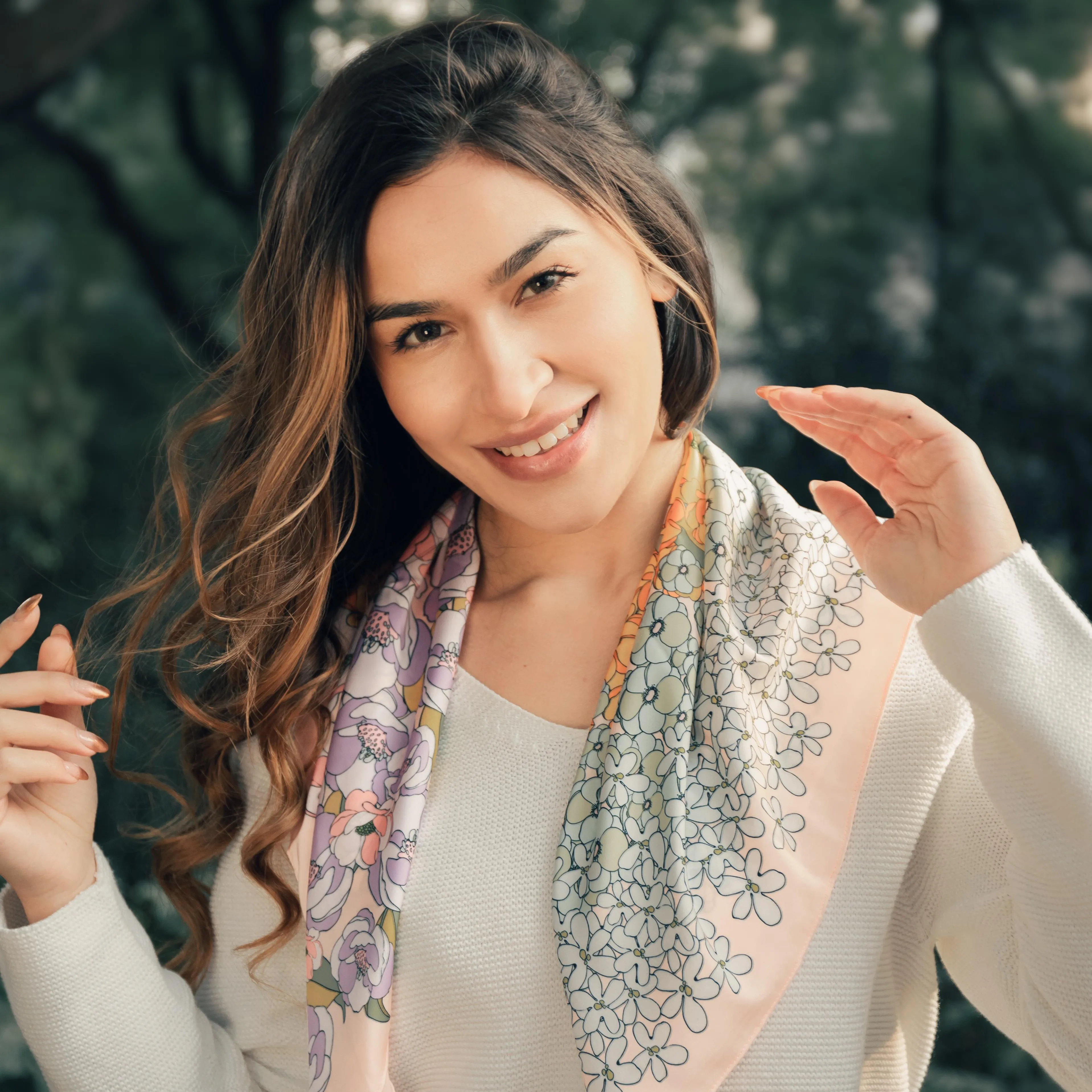 Cosmos Flower Square Scarf