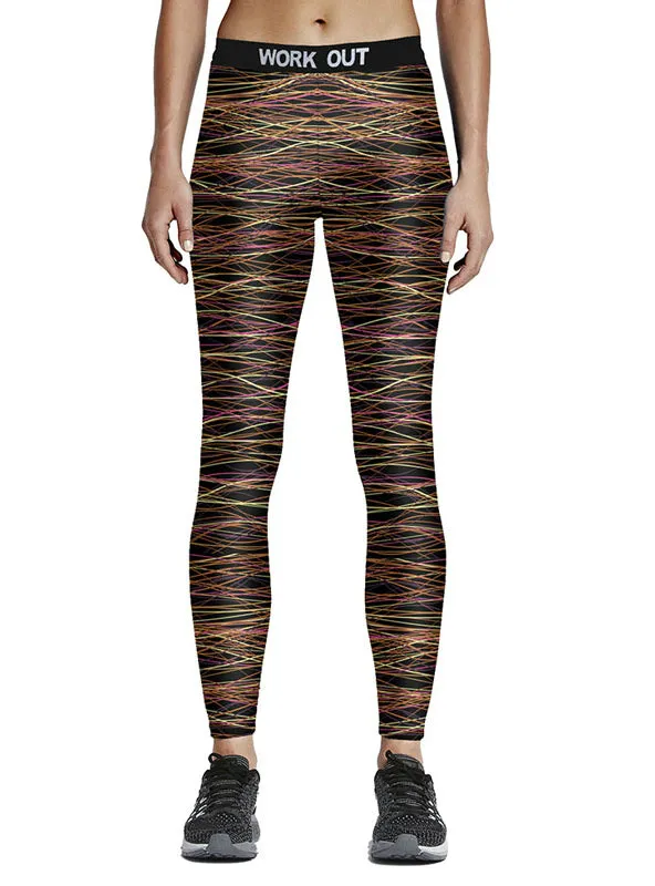 Elastic Slim Fitness Legging Stripe Print Leggings
