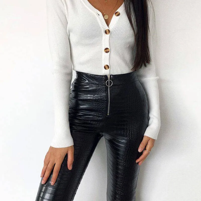 Faux Snakeskin Pants