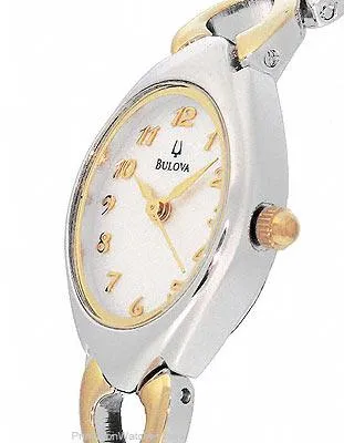 Ladies Bracelet Bulova Dress Watch - Stainless & Gold Tone - White Dial