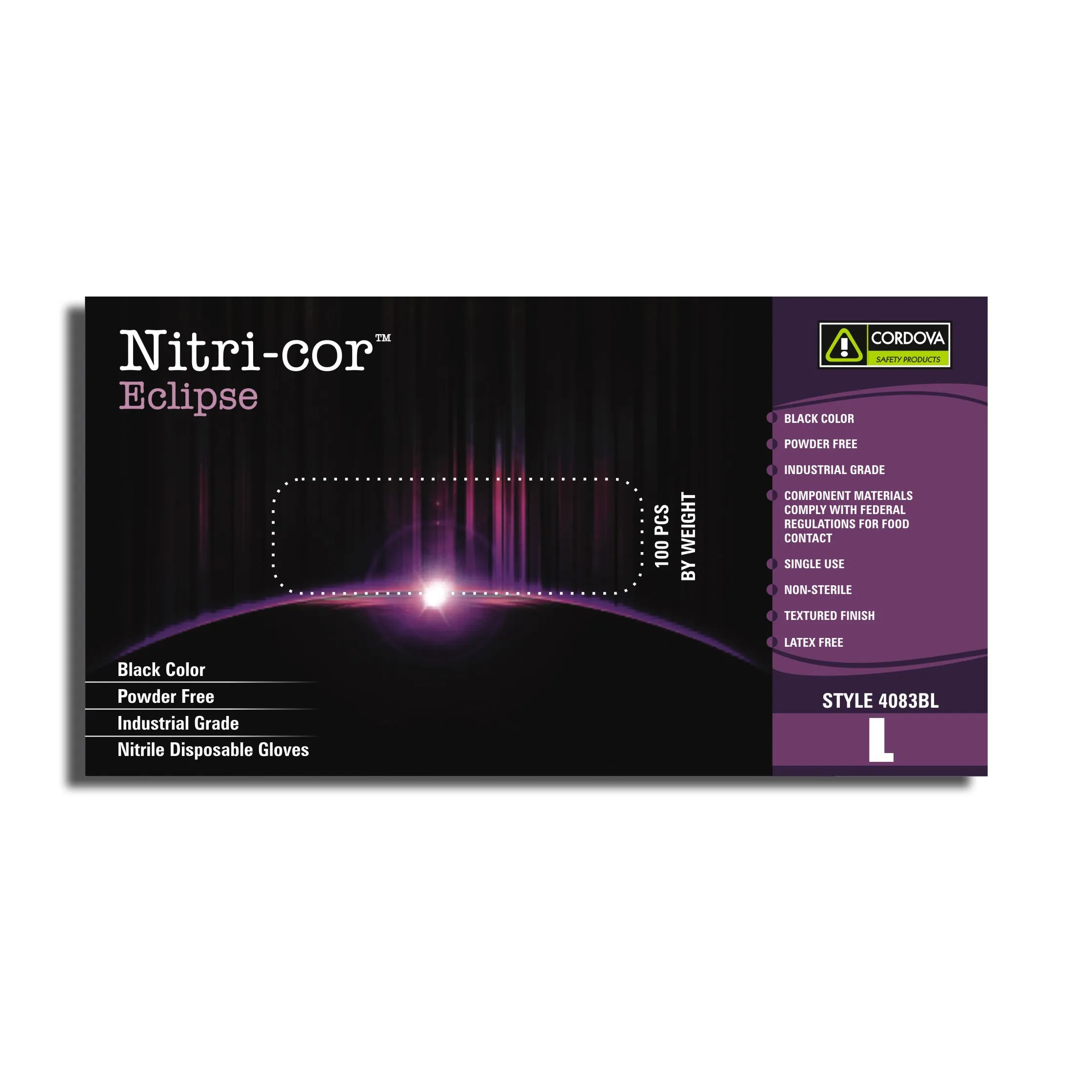 Nitri-Cor Eclipse Black Nitrile Gloves (4 mil) | Case of 1000