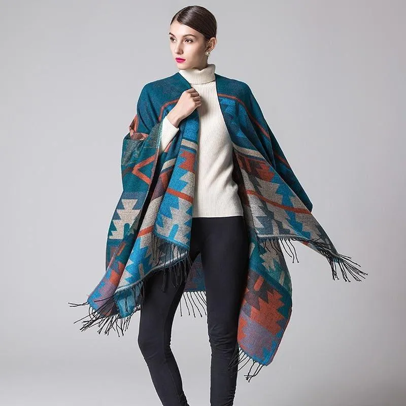 Ponchos and Shawl Knit Cashmere Scarf