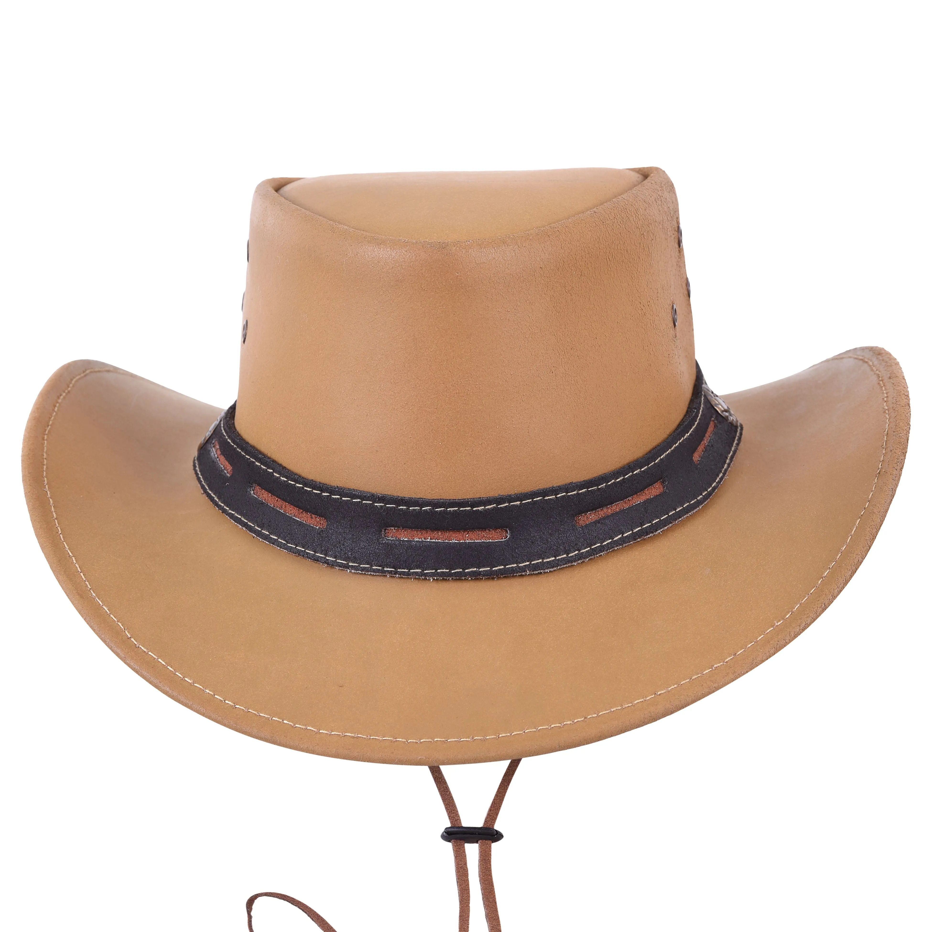 Shapeable Tan Genuine Leather Western Cowboy Hat