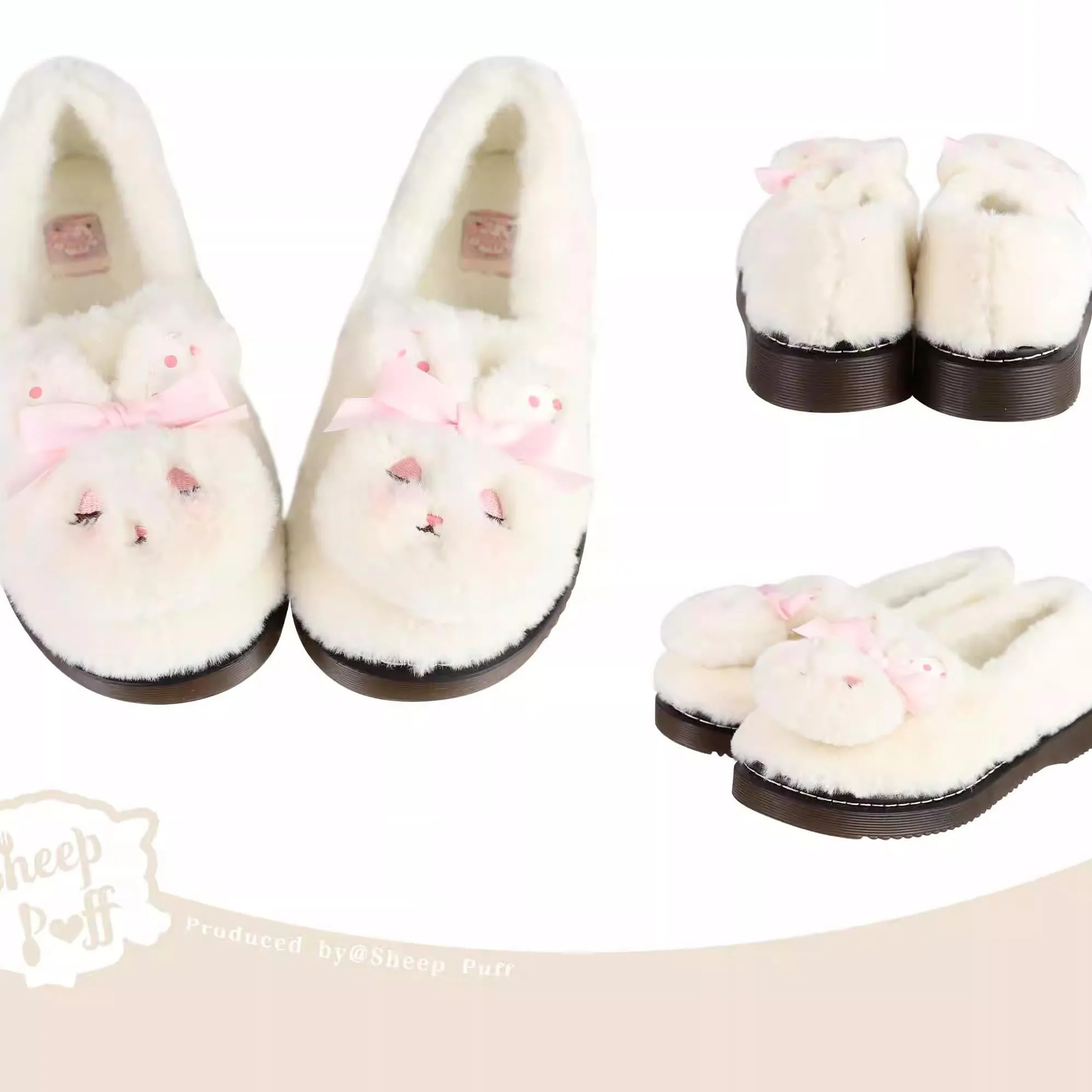 Sheep Puff~Rabbit Fur~Sweet Lolita Shoes Plush Rabbit Winter Lolita Shoes