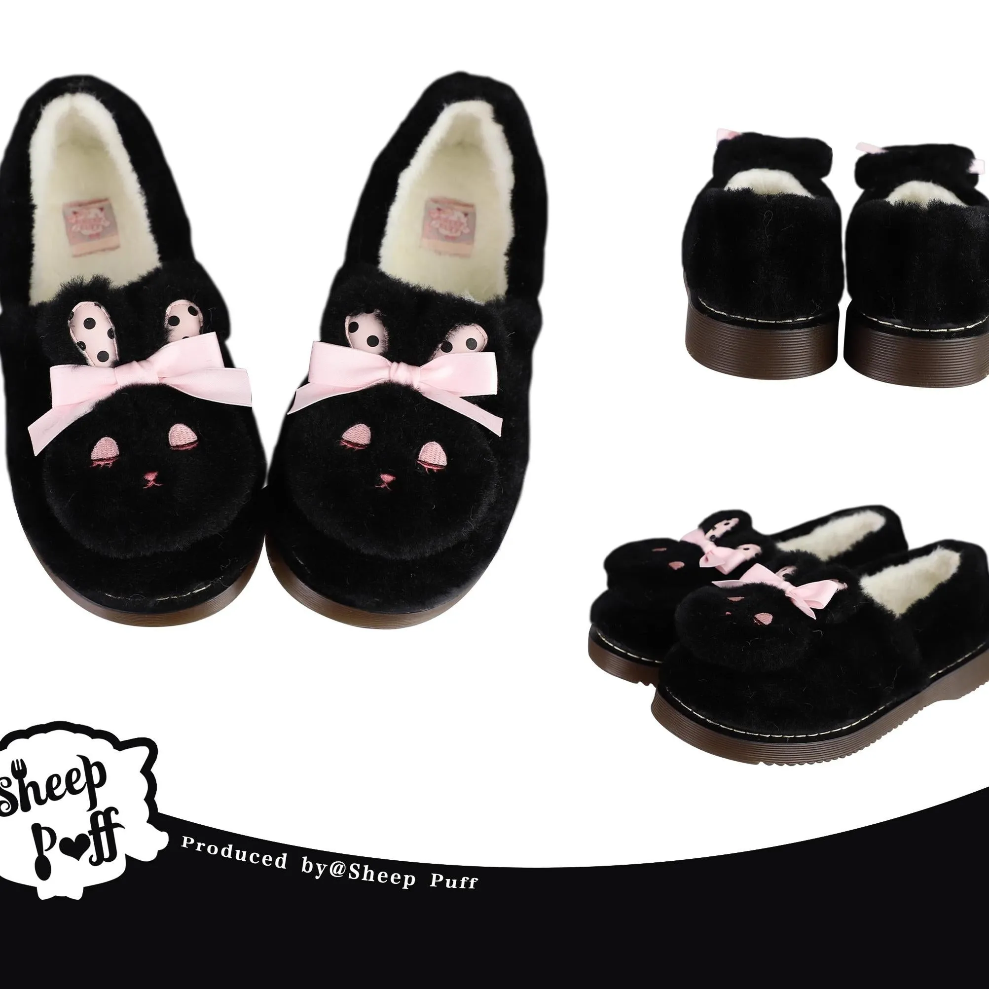 Sheep Puff~Rabbit Fur~Sweet Lolita Shoes Plush Rabbit Winter Lolita Shoes