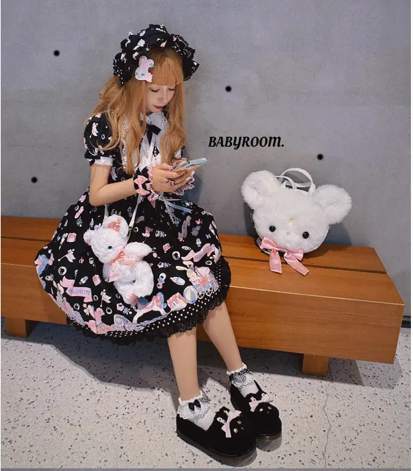 Sheep Puff~Rabbit Fur~Sweet Lolita Shoes Plush Rabbit Winter Lolita Shoes