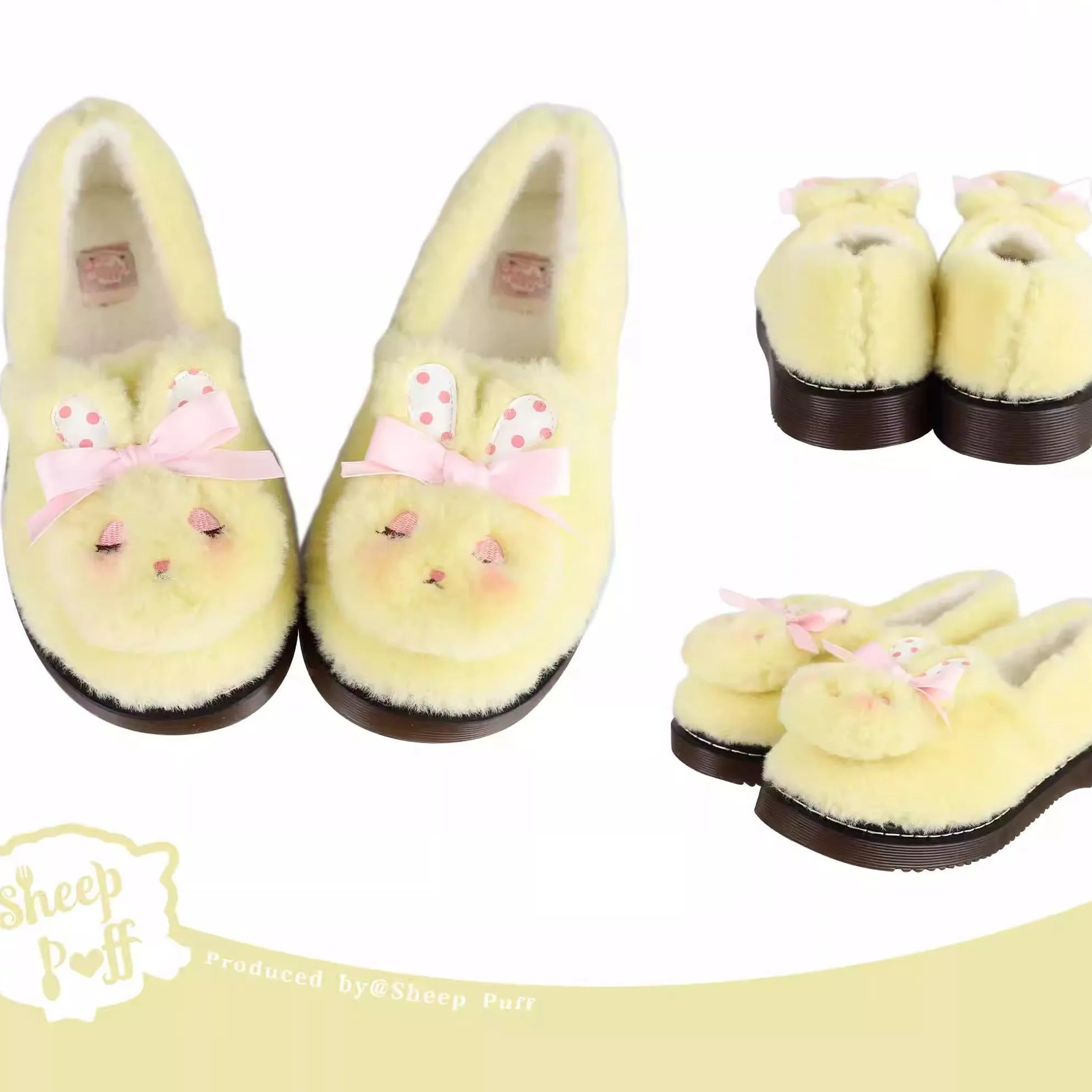 Sheep Puff~Rabbit Fur~Sweet Lolita Shoes Plush Rabbit Winter Lolita Shoes