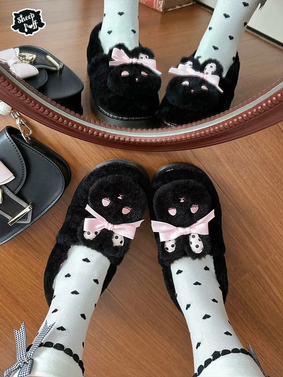 Sheep Puff~Rabbit Fur~Sweet Lolita Shoes Plush Rabbit Winter Lolita Shoes