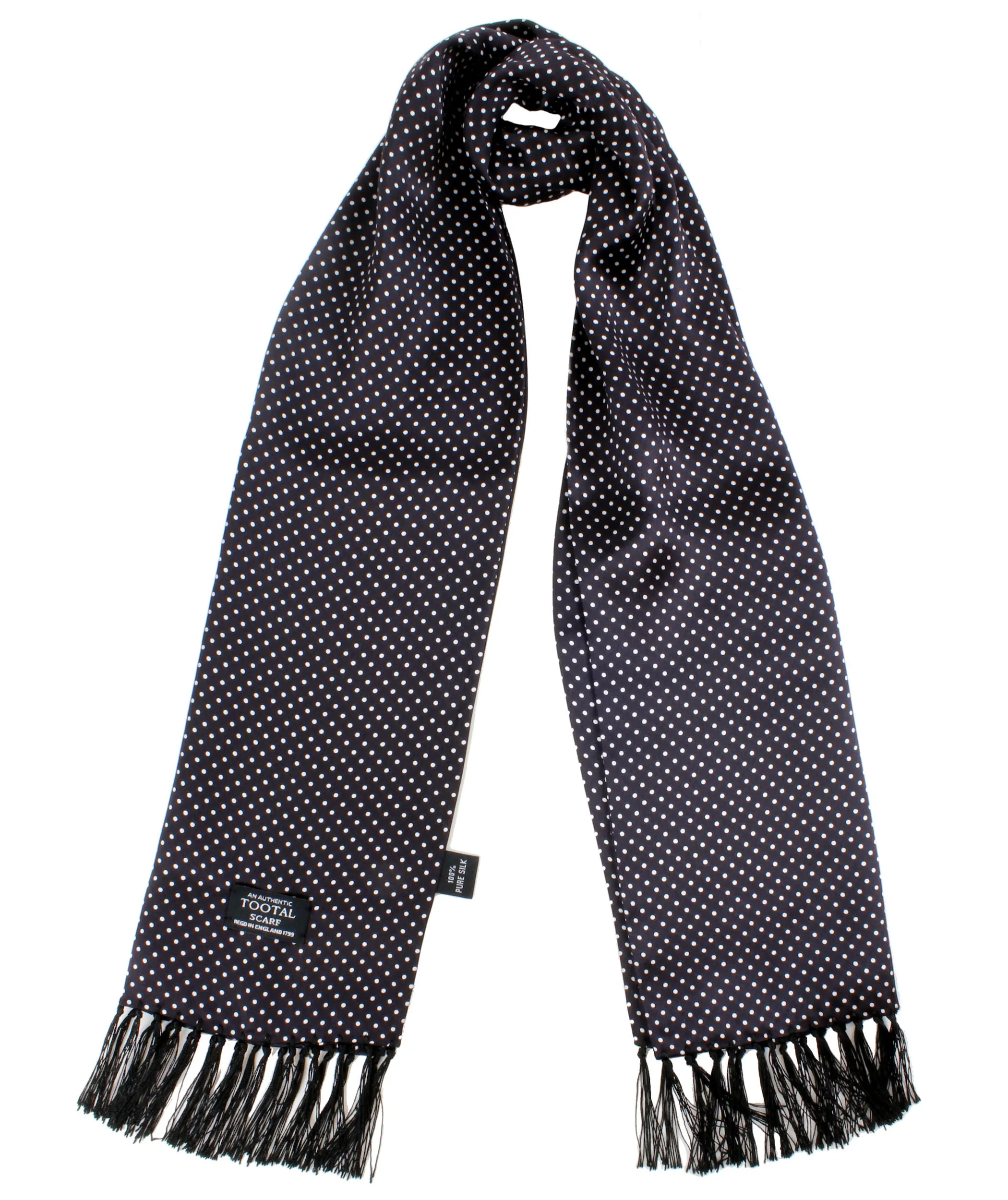 Tootal Black Pin Dot 100% Silk Scarf
