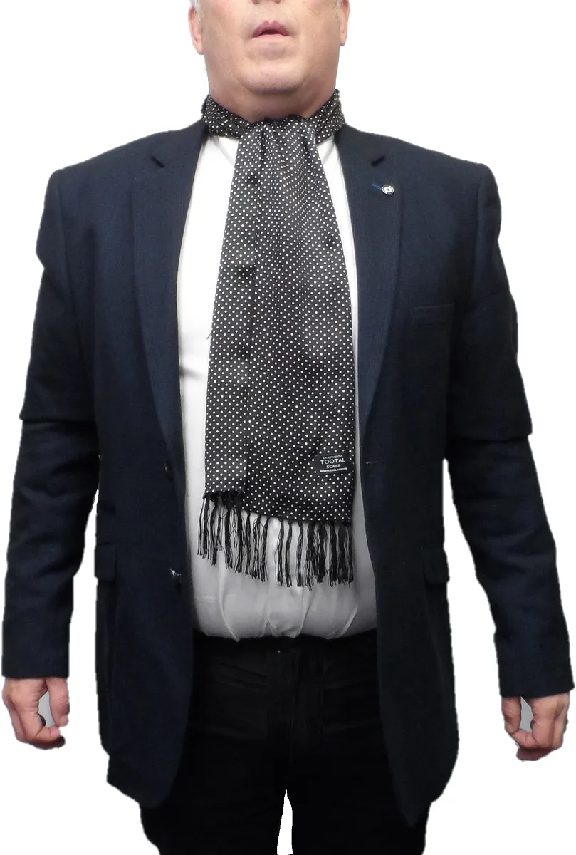 Tootal Black Pin Dot 100% Silk Scarf