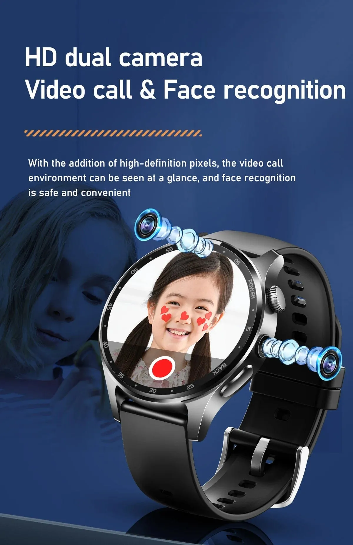VALDUS 4G Android Phone Smart Watch X300 PRO GPS WIFI Dual Camera Womens Mens X300 PRO Round Smart watch